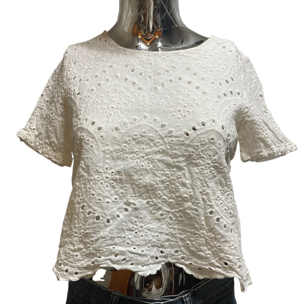 White Eyelet Short Sleeve Top